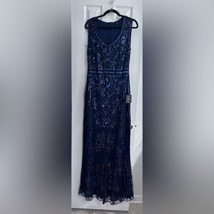 Elegant Navy Blue Embellished Gown